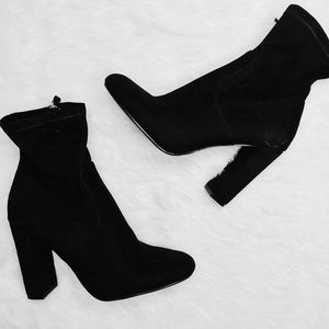 Steve Madden Black suede high heel boots
